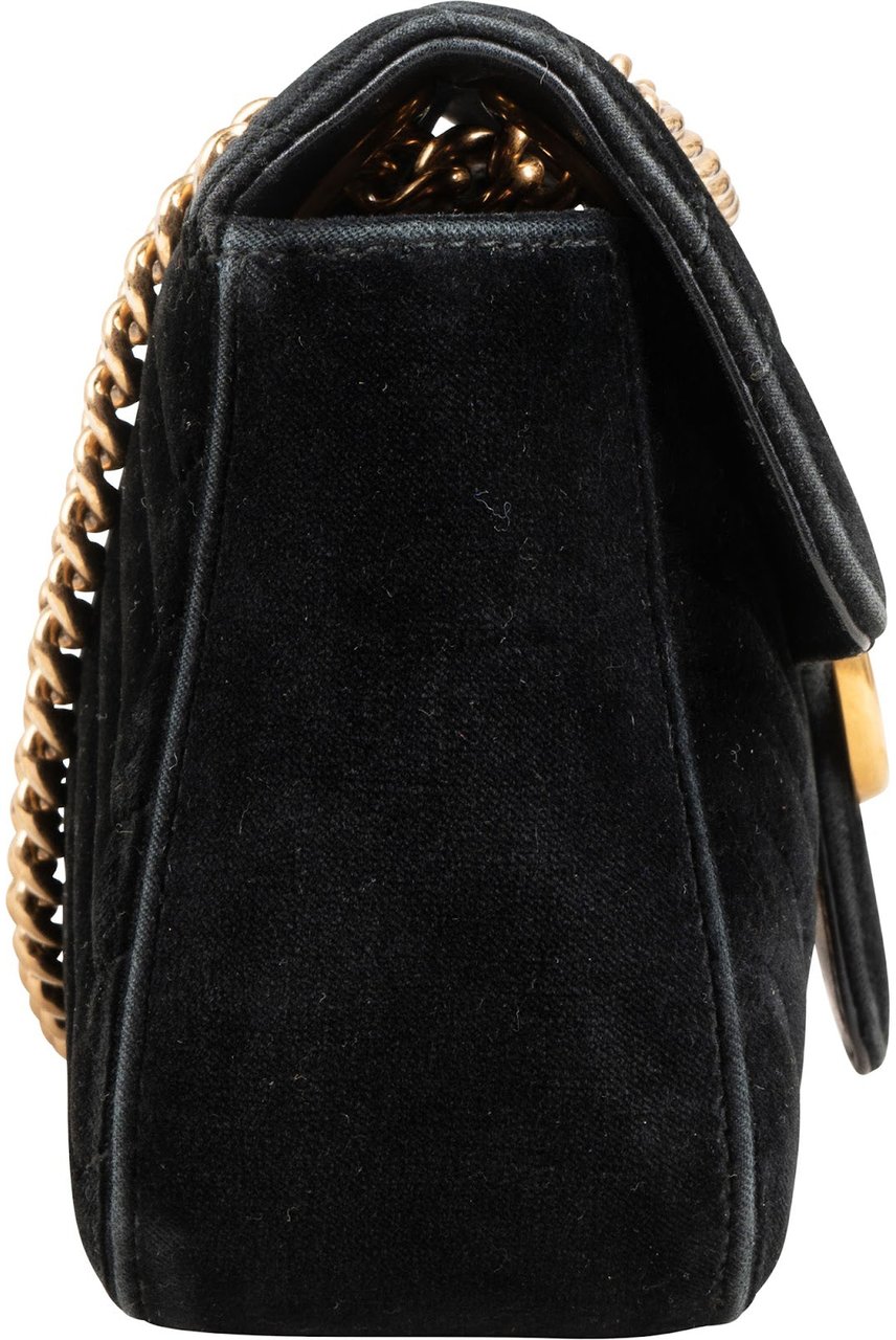 Gucci Matelassé Velvet GG Marmont Crossbody Bag Zwart