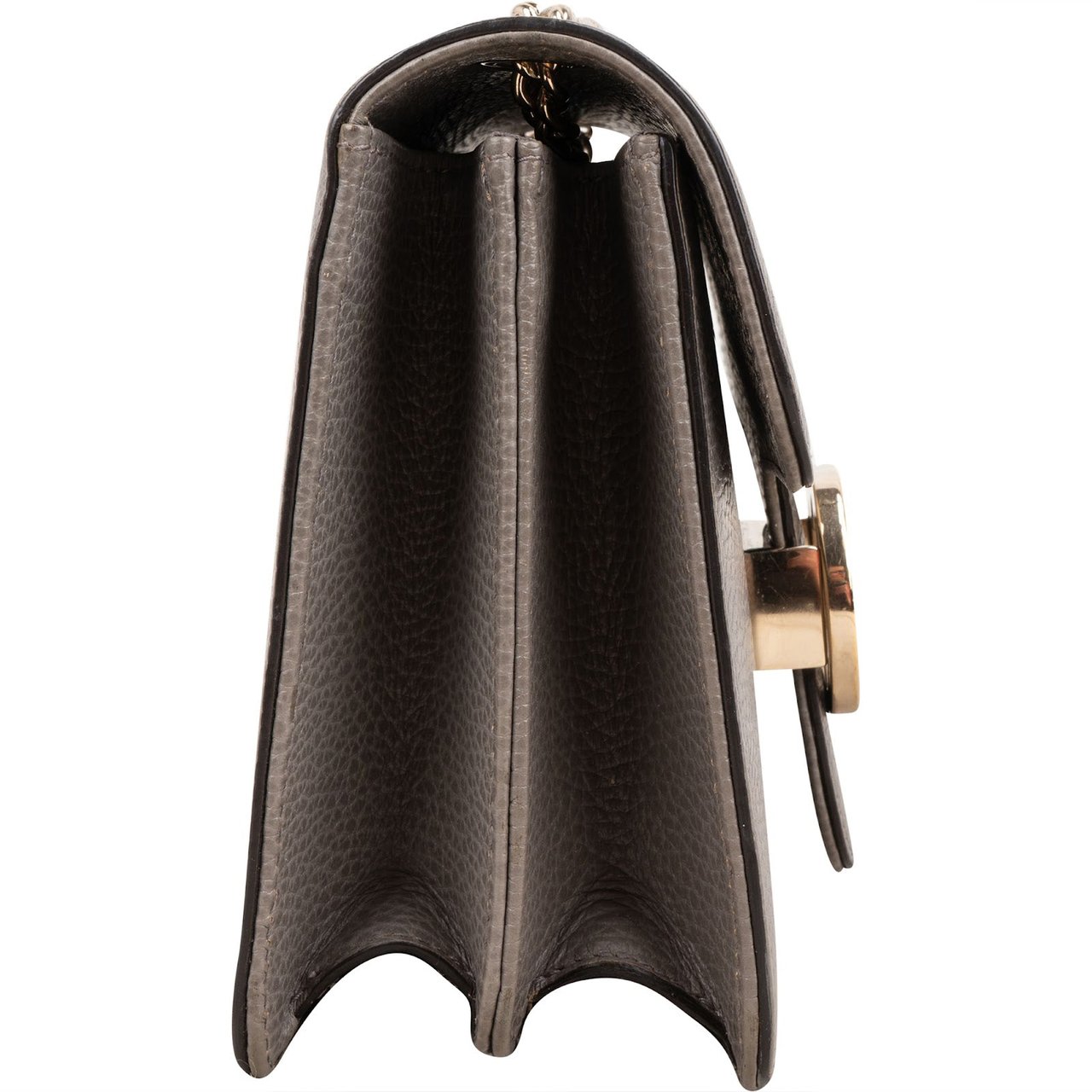 Gucci Pebbled Leather Small Interlocking GG Crossbody Bag Donkergrijs