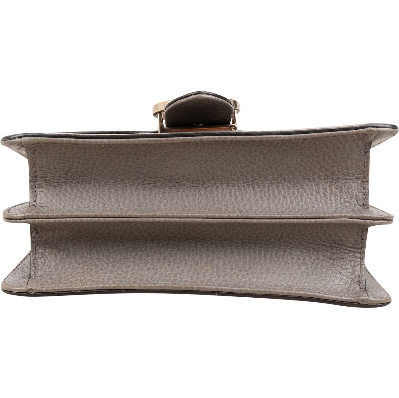 Gucci Pebbled Leather Small Interlocking GG Crossbody Bag Donkergrijs