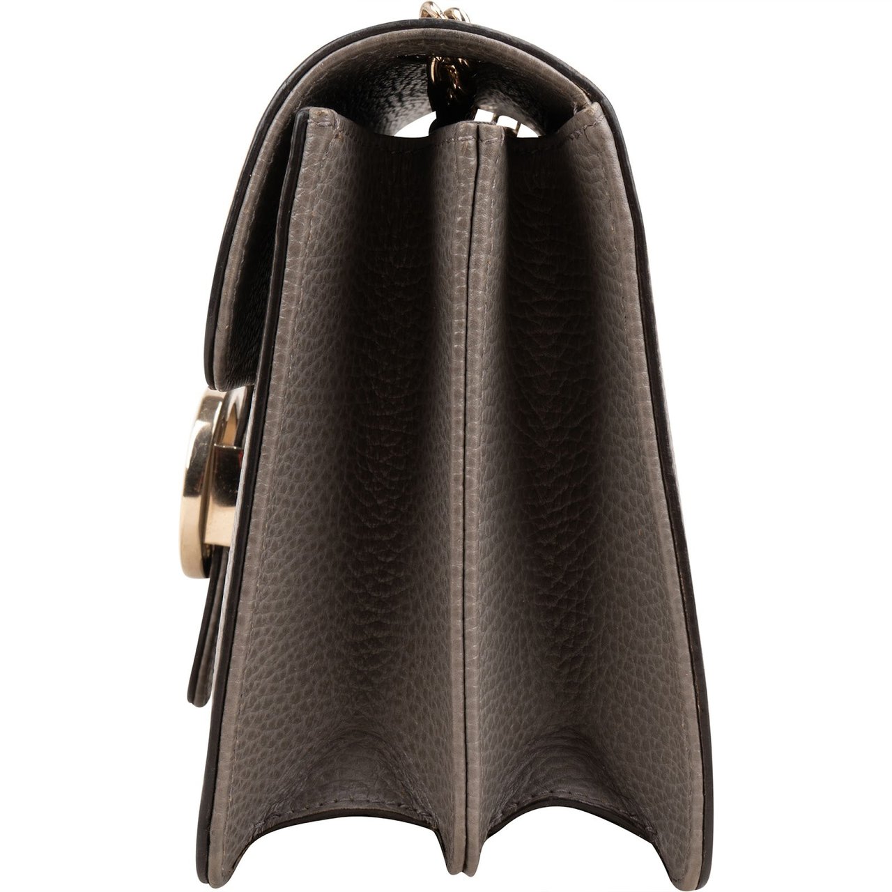 Gucci Pebbled Leather Small Interlocking GG Crossbody Bag Donkergrijs