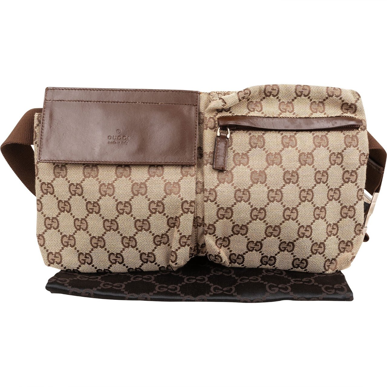 Gucci Monogram GG Belt Crossbody Bag Beige
