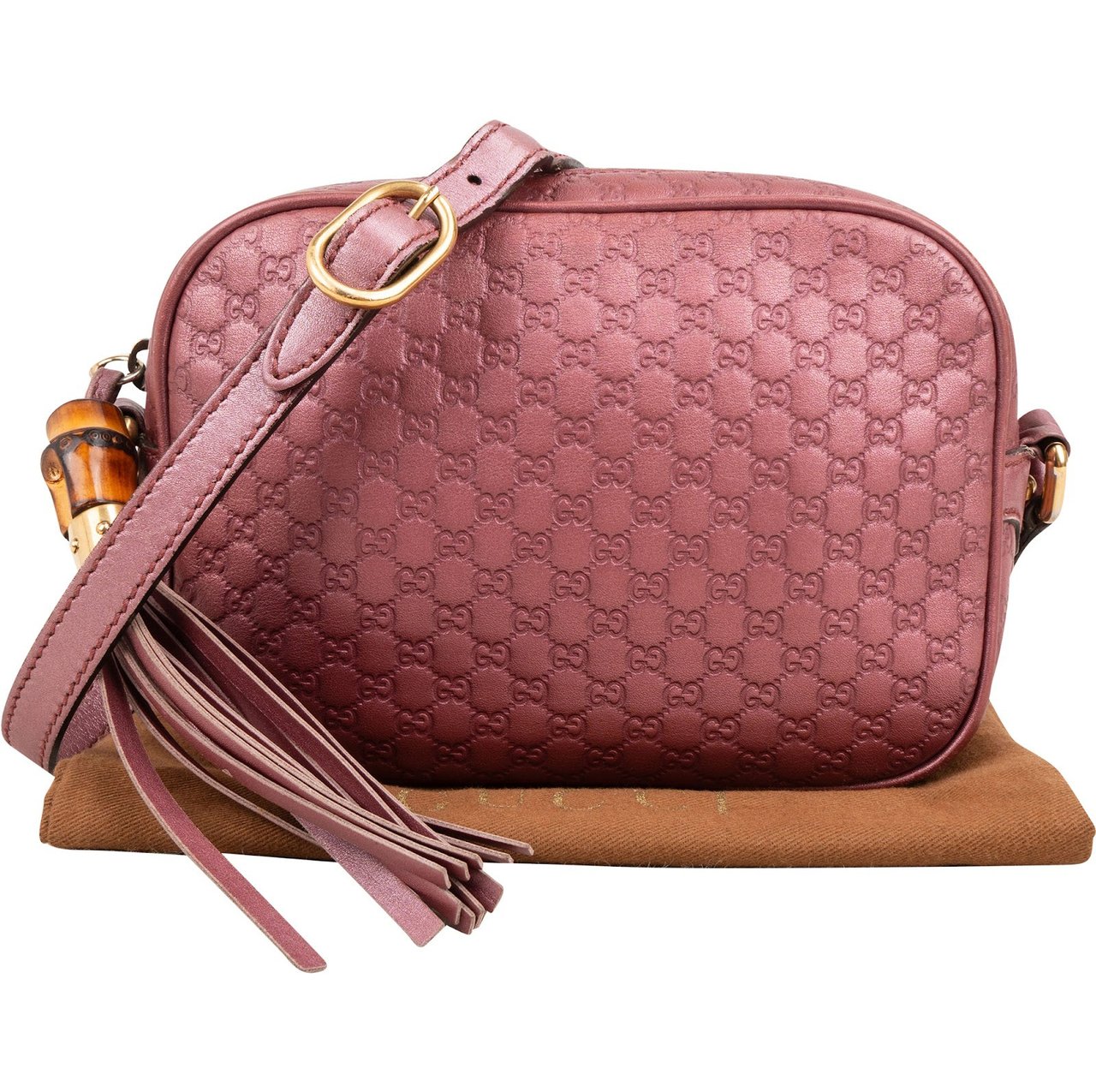 Gucci Guccissima Leather Bamboo Tassel Soho Crossbody Bag Roze