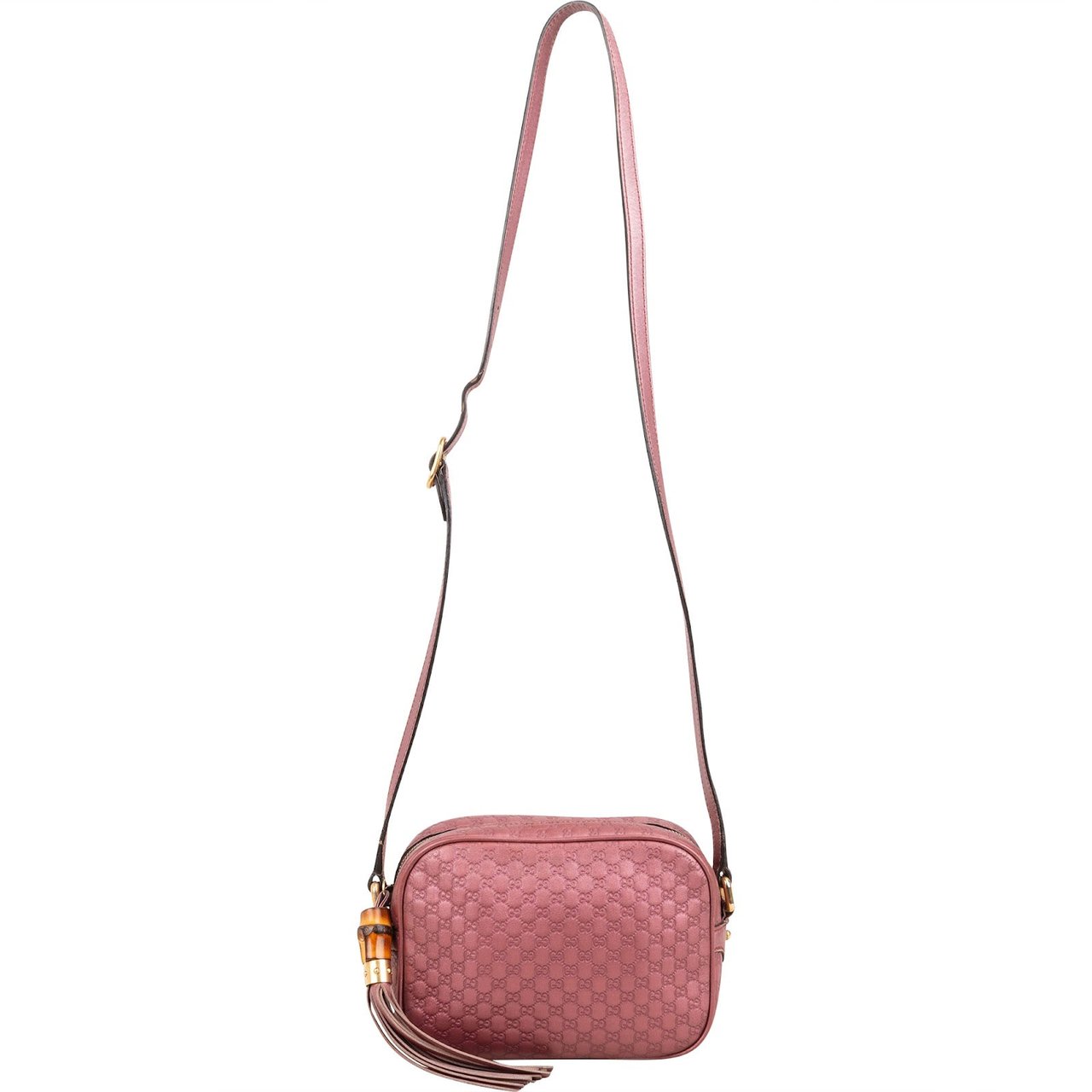 Gucci Guccissima Leather Bamboo Tassel Soho Crossbody Bag Roze