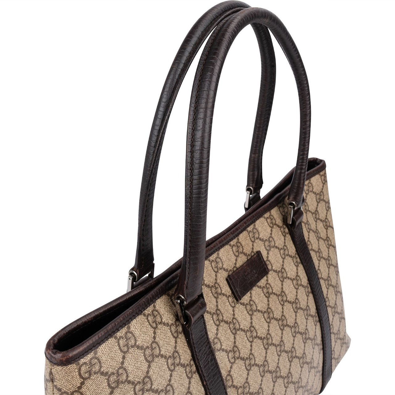 Gucci Monogram GG Supreme Canvas Tote Shoulder Bag Beige