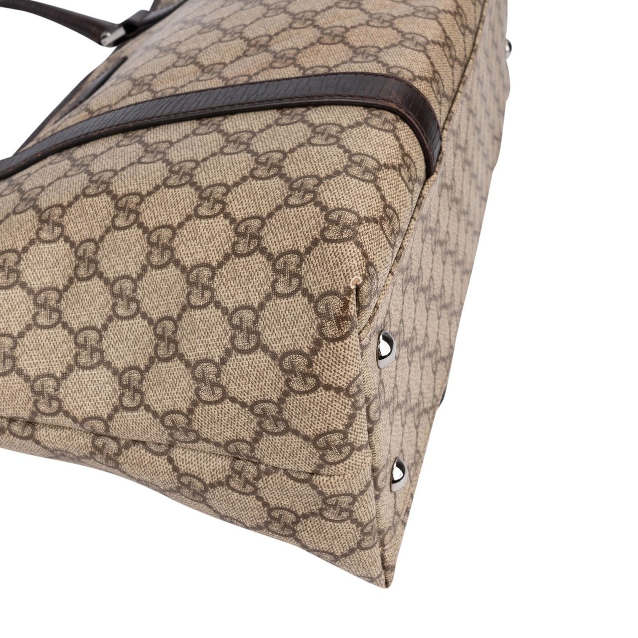 Gucci Monogram GG Supreme Canvas Tote Shoulder Bag Beige