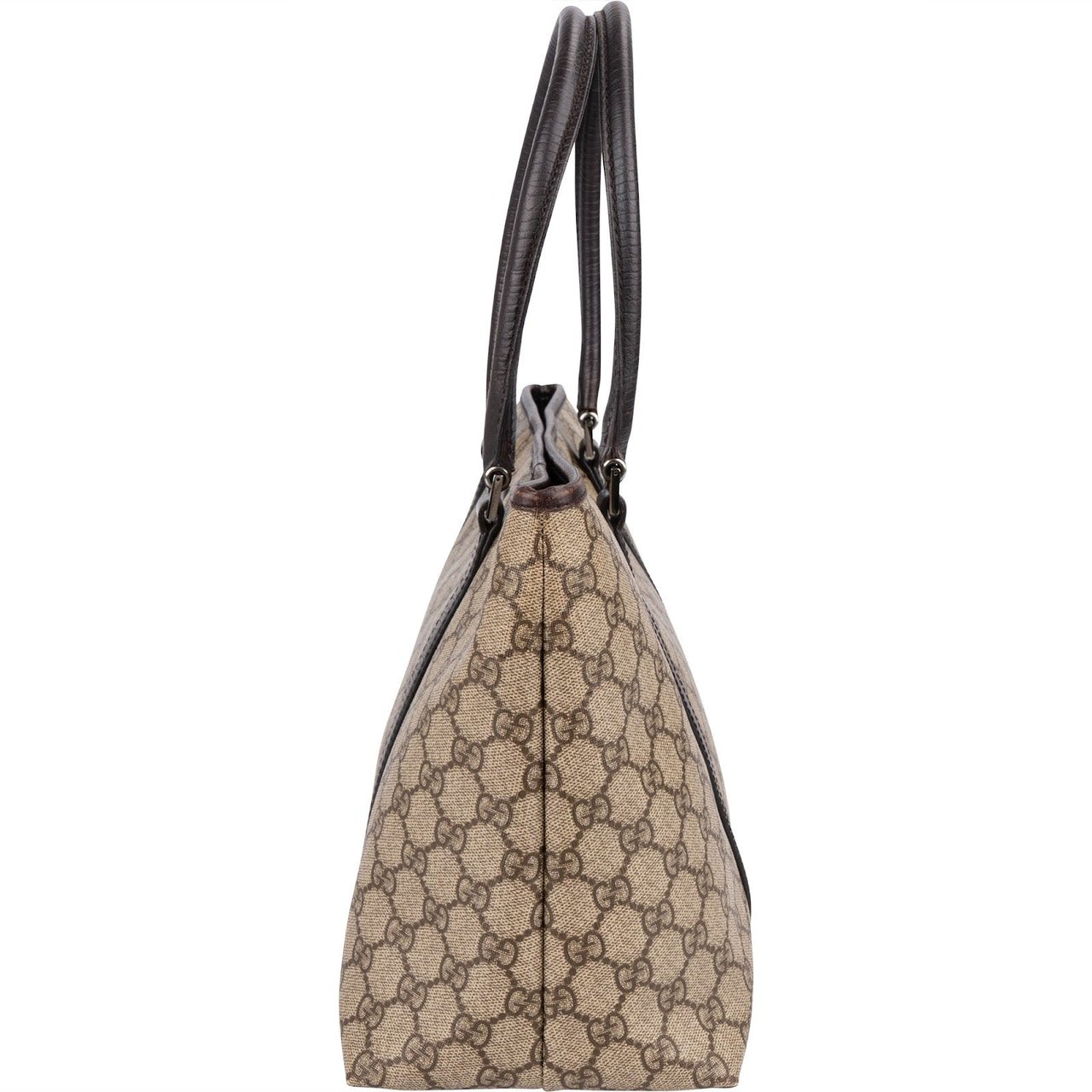 Gucci Monogram GG Supreme Canvas Tote Shoulder Bag Beige