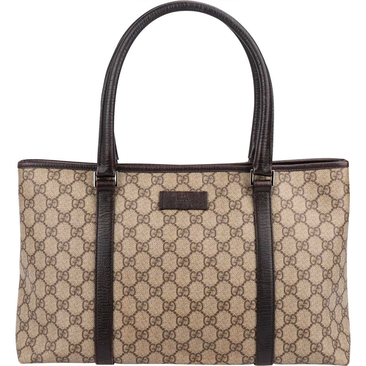 Gucci Monogram GG Supreme Canvas Tote Shoulder Bag Beige