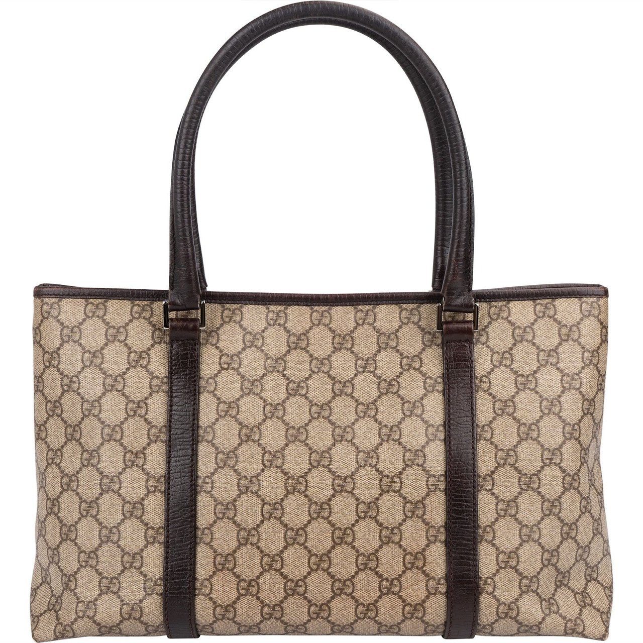 Gucci Monogram GG Supreme Canvas Tote Shoulder Bag Beige