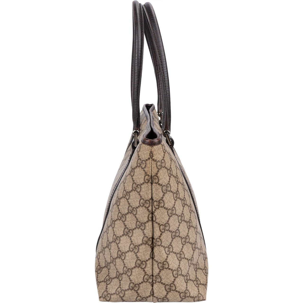 Gucci Monogram GG Supreme Canvas Tote Shoulder Bag Beige