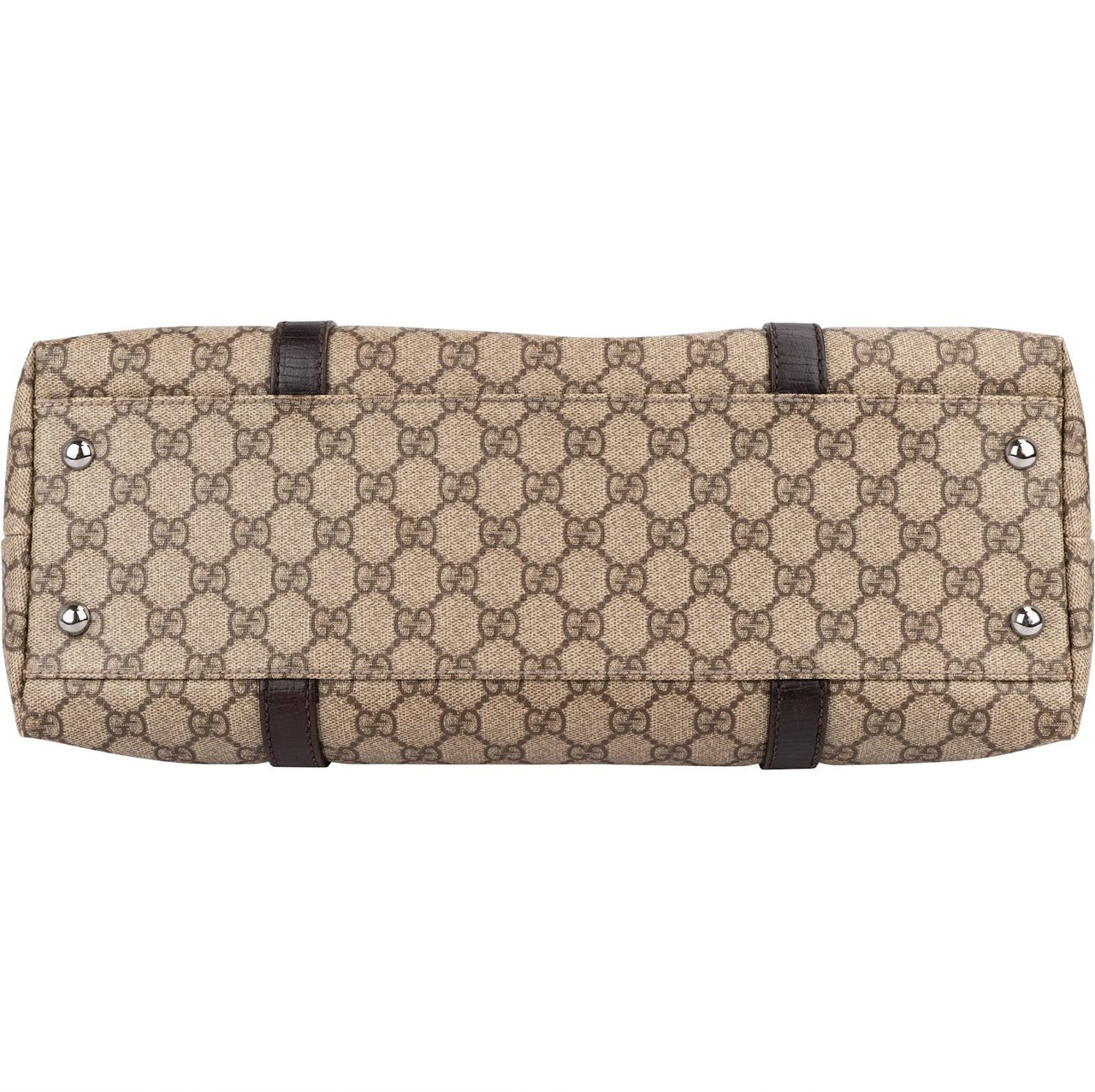 Gucci Monogram GG Supreme Canvas Tote Shoulder Bag Beige
