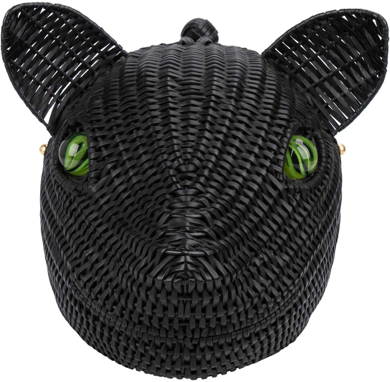 Gucci Limited Fashion Show Wicker Cat Bag Clutch Zwart