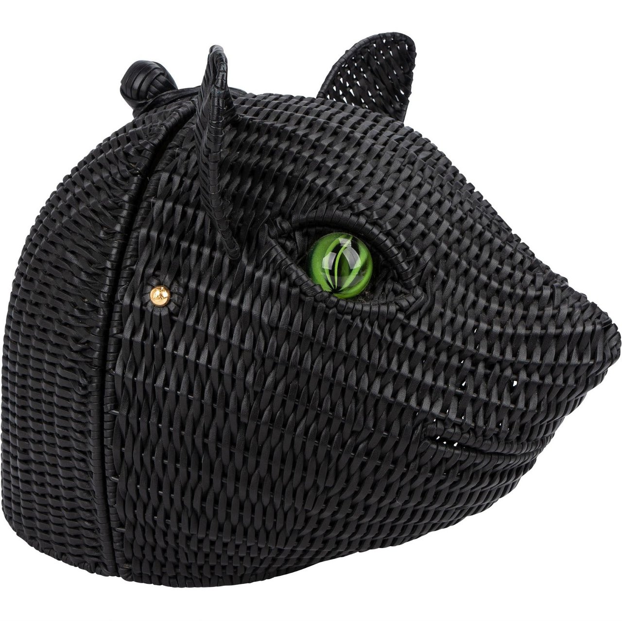 Gucci Limited Fashion Show Wicker Cat Bag Clutch Zwart