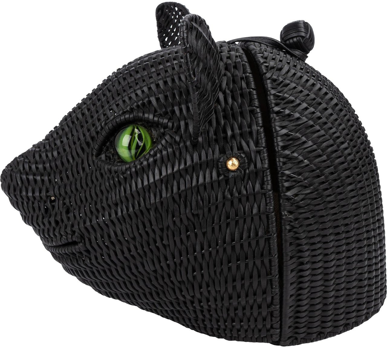 Gucci Limited Fashion Show Wicker Cat Bag Clutch Zwart