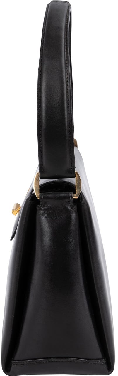 Gucci Black Leather Vintage G Turnlock Flap Handbag Zwart