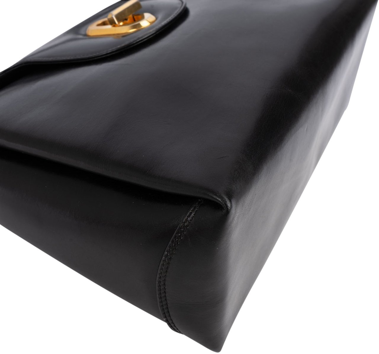 Gucci Black Leather Vintage G Turnlock Flap Handbag Zwart