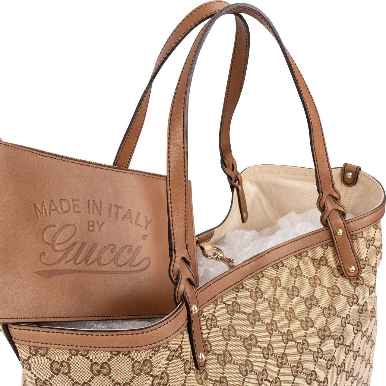Gucci Monogram GG Canvas Joy Tote Shoulder Bag Beige