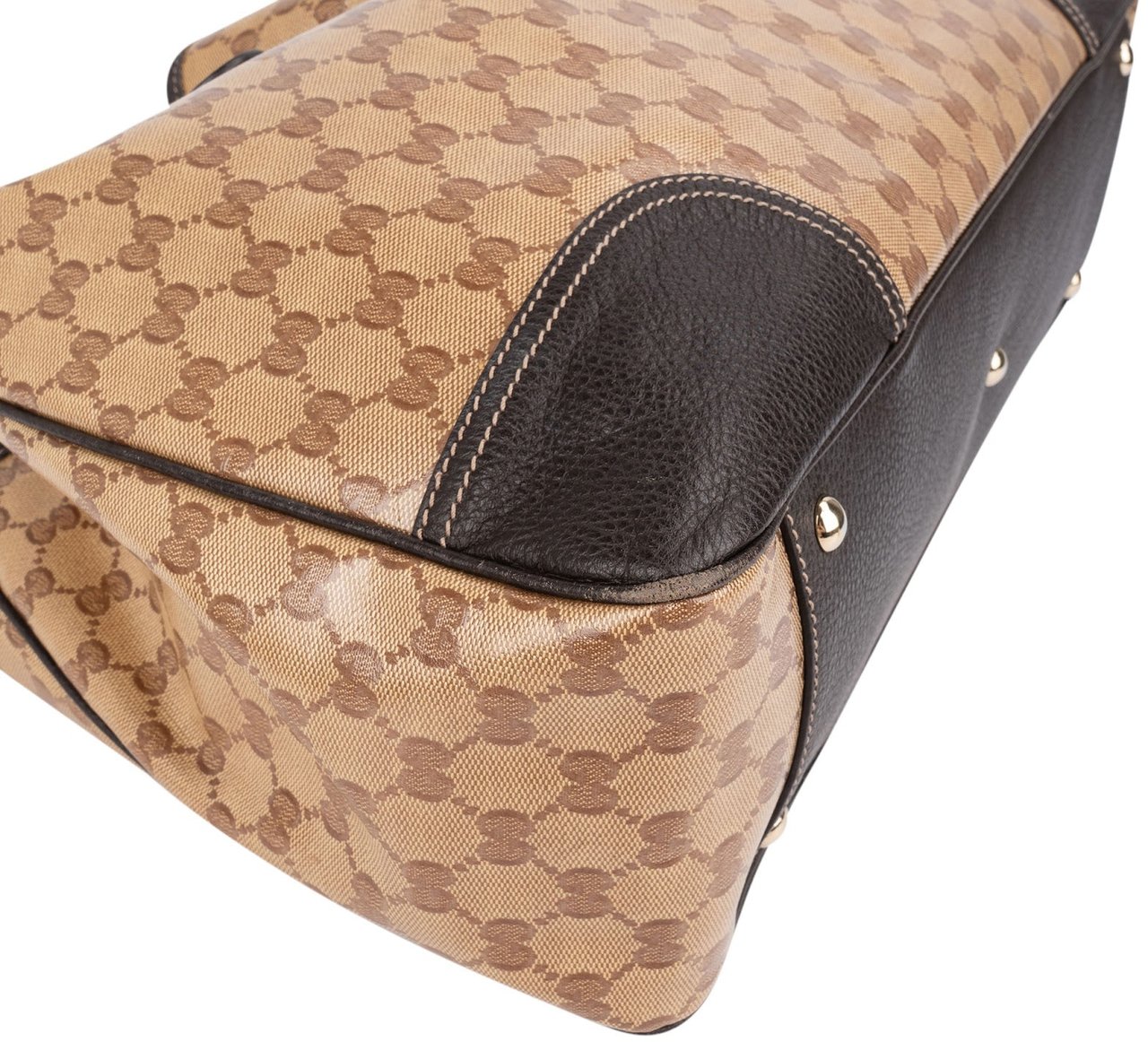 Gucci Monogram GG Crystal Princy Tote Shoulder Bag Bruin