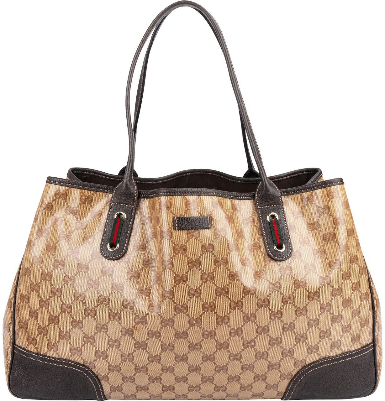 Gucci Monogram GG Crystal Princy Tote Shoulder Bag Bruin