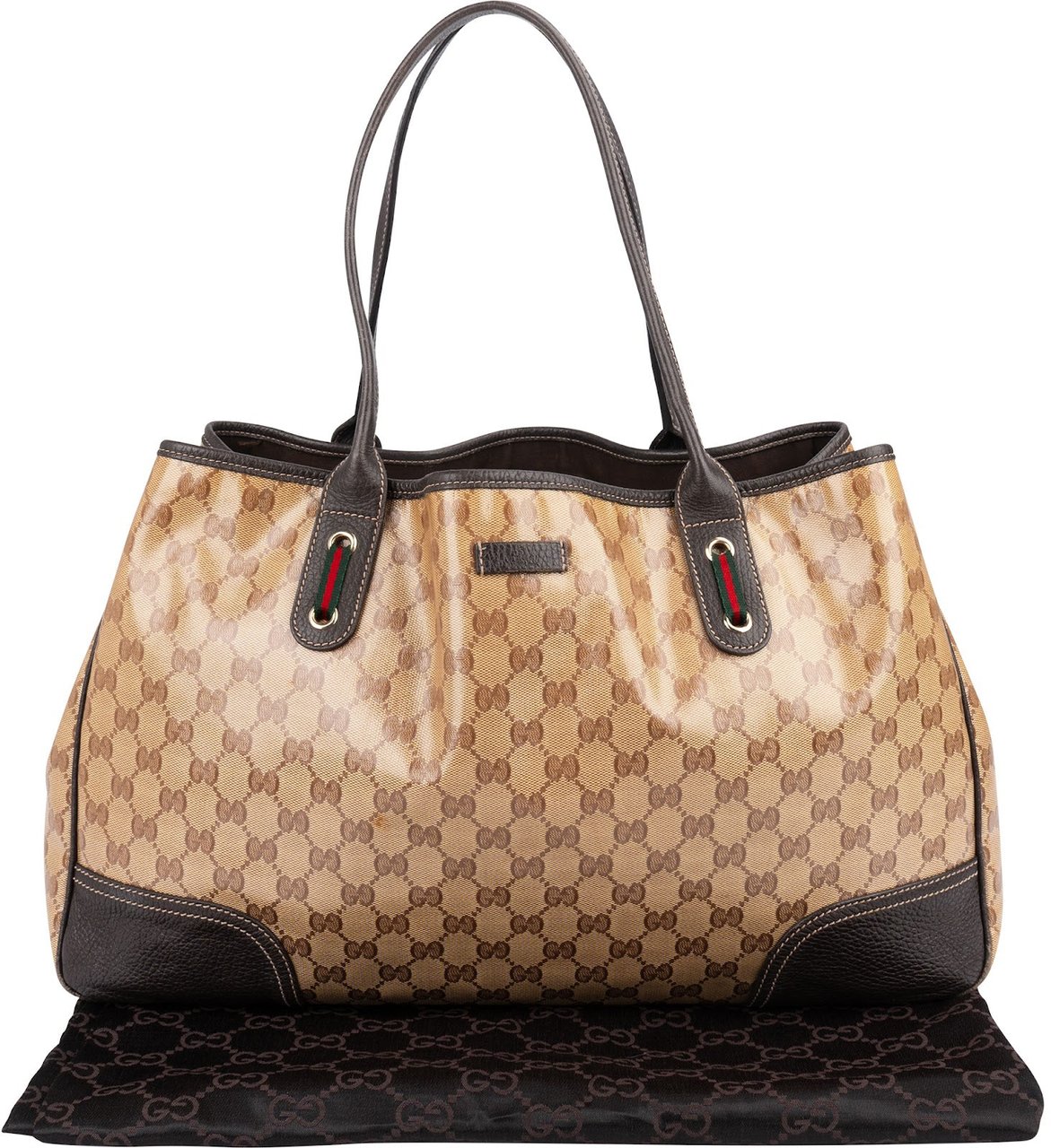 Gucci Monogram GG Crystal Princy Tote Shoulder Bag Bruin