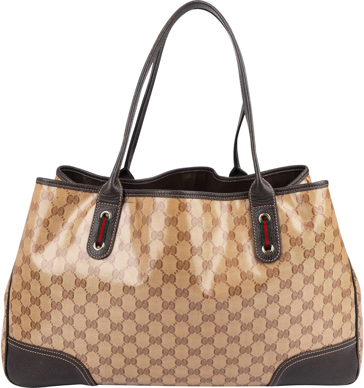 Gucci Monogram GG Crystal Princy Tote Shoulder Bag Bruin