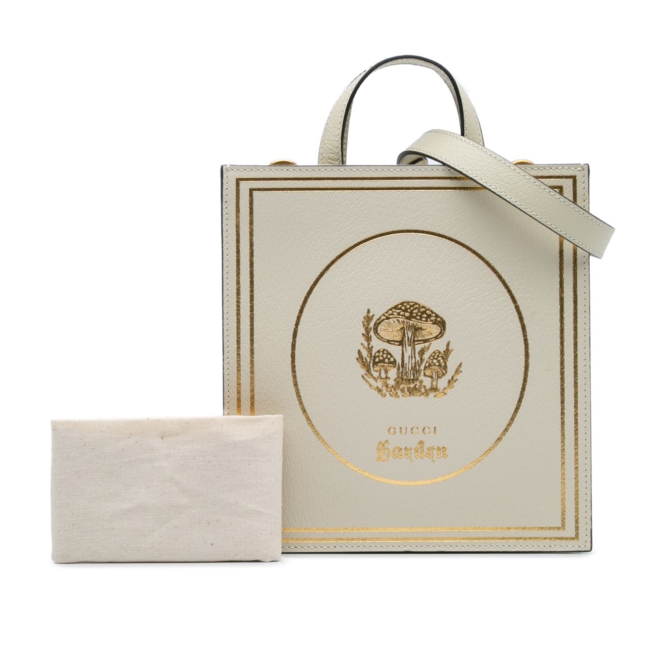 Gucci Garden Calfskin Mushrooms Vertical Shopping Tote Bruin