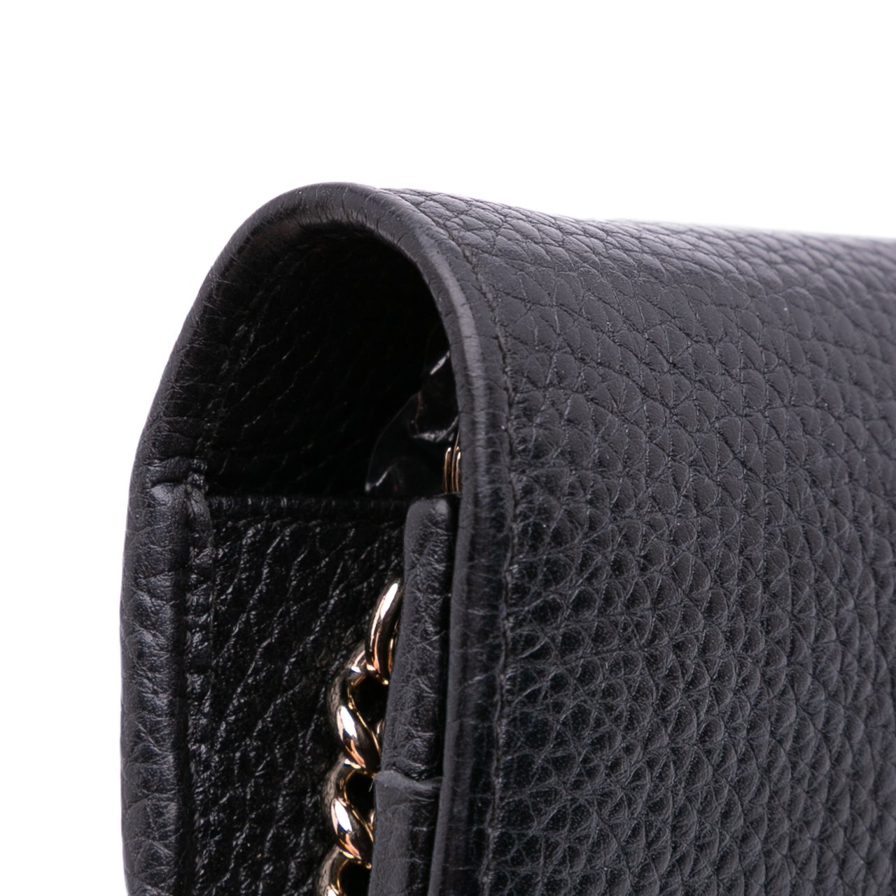 Gucci Leather Soho Wallet on Chain Zwart