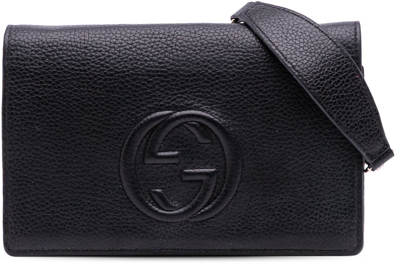 Gucci Leather Soho Wallet on Chain Zwart