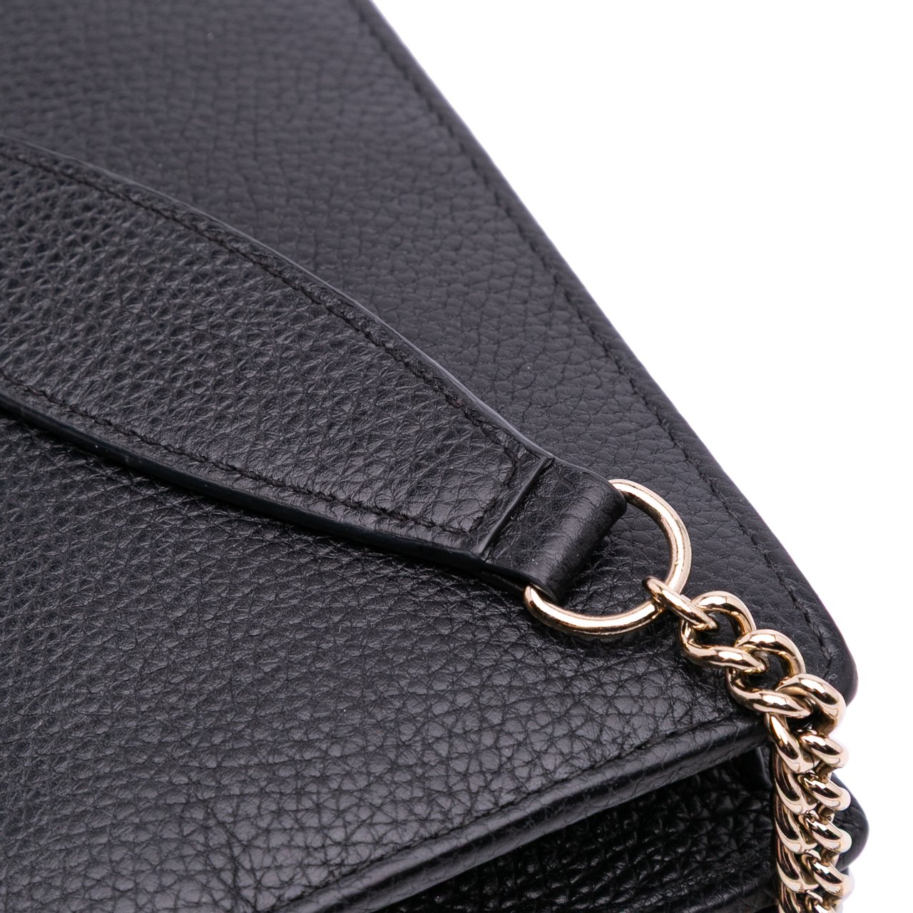 Gucci Leather Soho Wallet on Chain Zwart