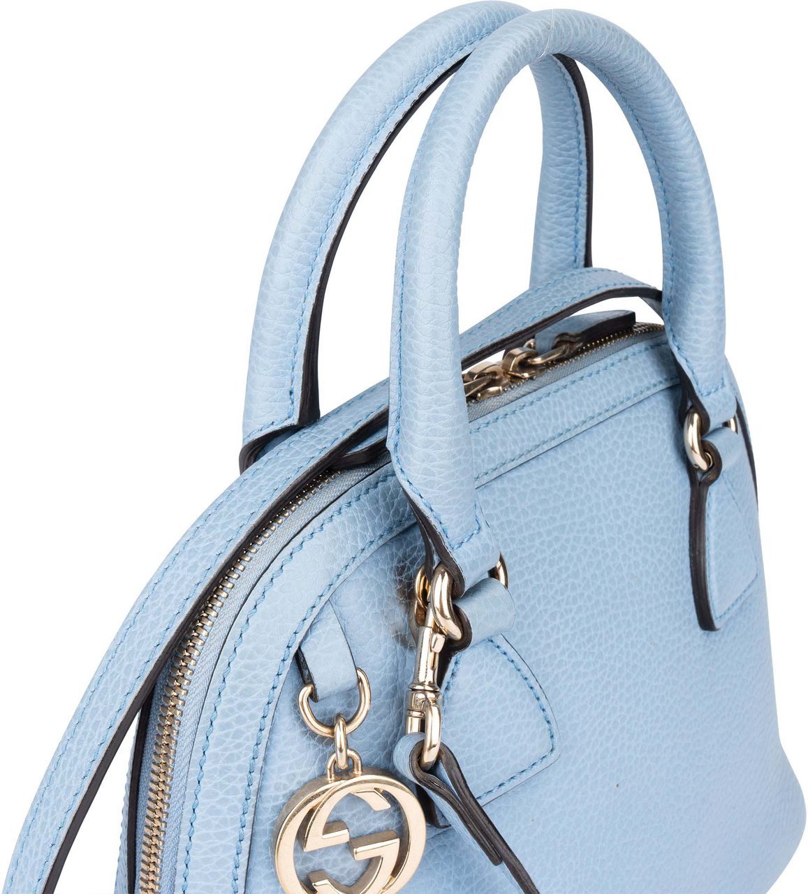 Gucci Gucci Blue Leather GG Handbag Blauw