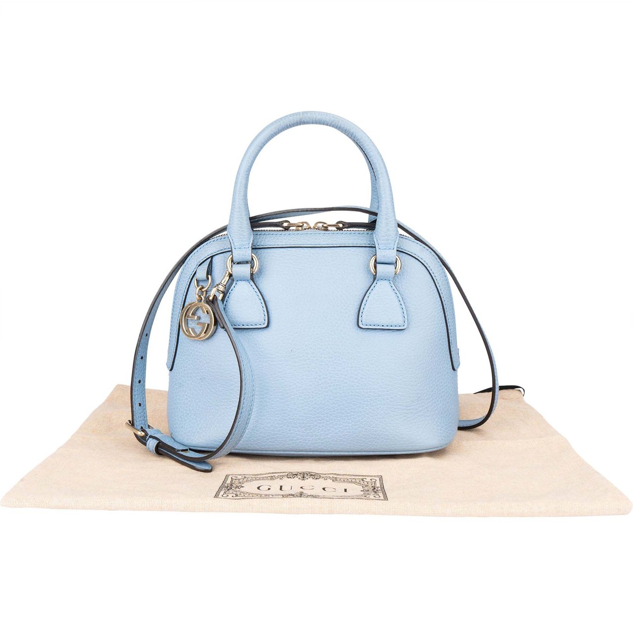 Gucci Gucci Blue Leather GG Handbag Blauw