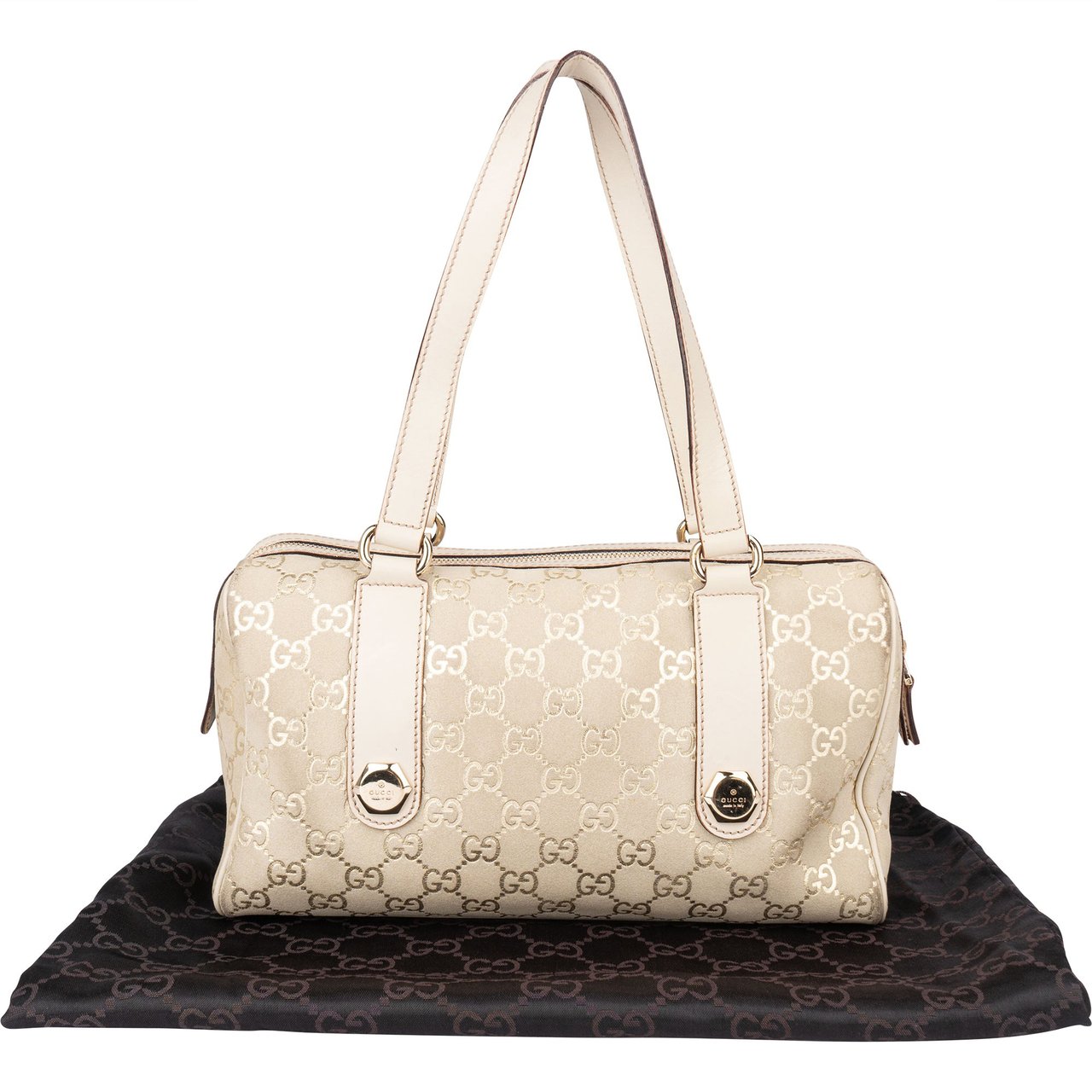 Gucci Gucci GG Suede Monogram Twin Charmy Handbag Divers