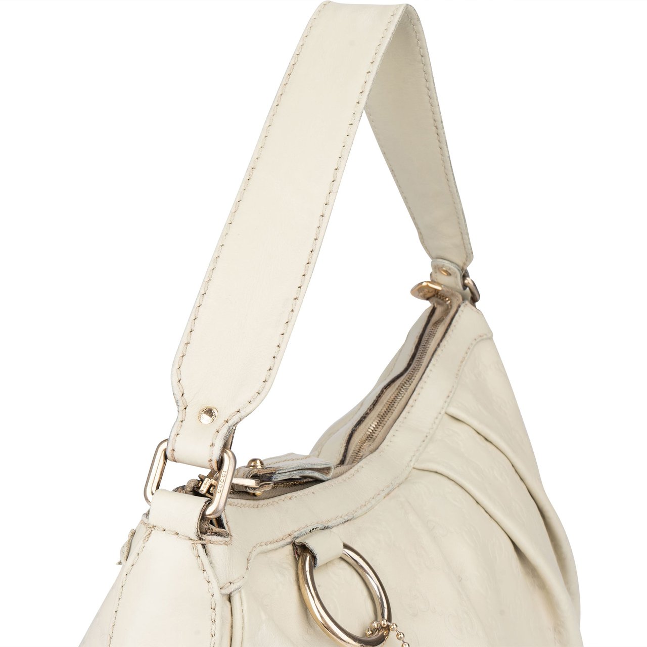 Gucci Leather GG Monogram Sukey Handbag Wit