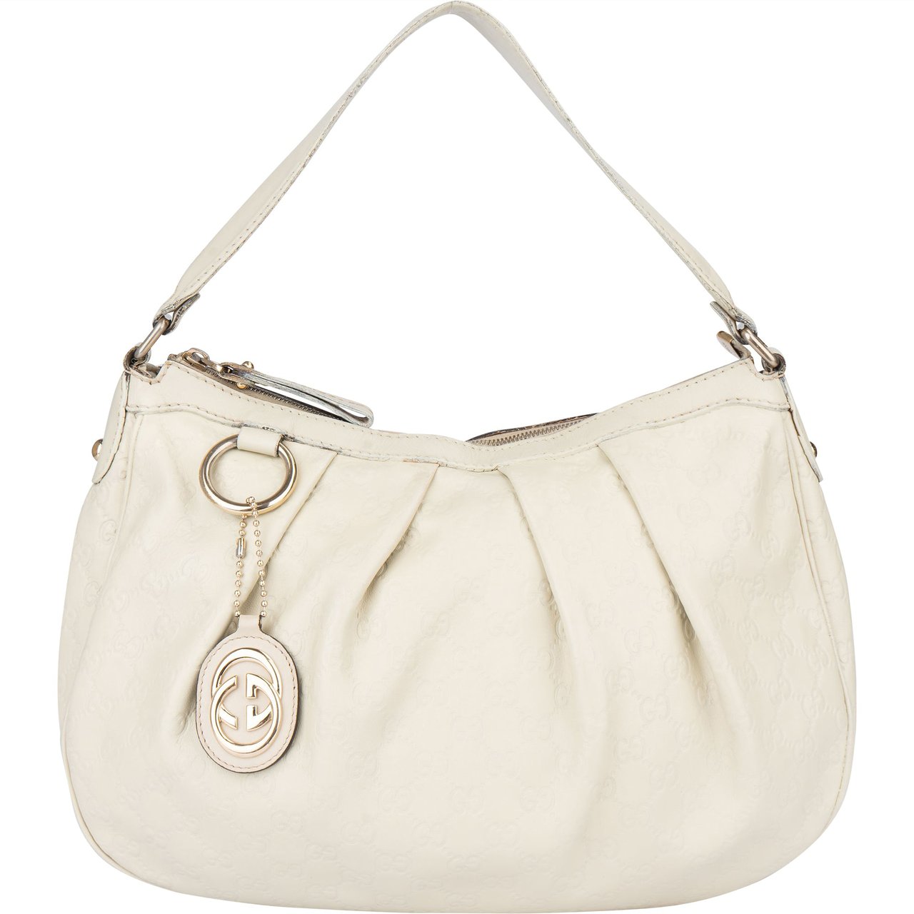 Gucci Leather GG Monogram Sukey Handbag Wit