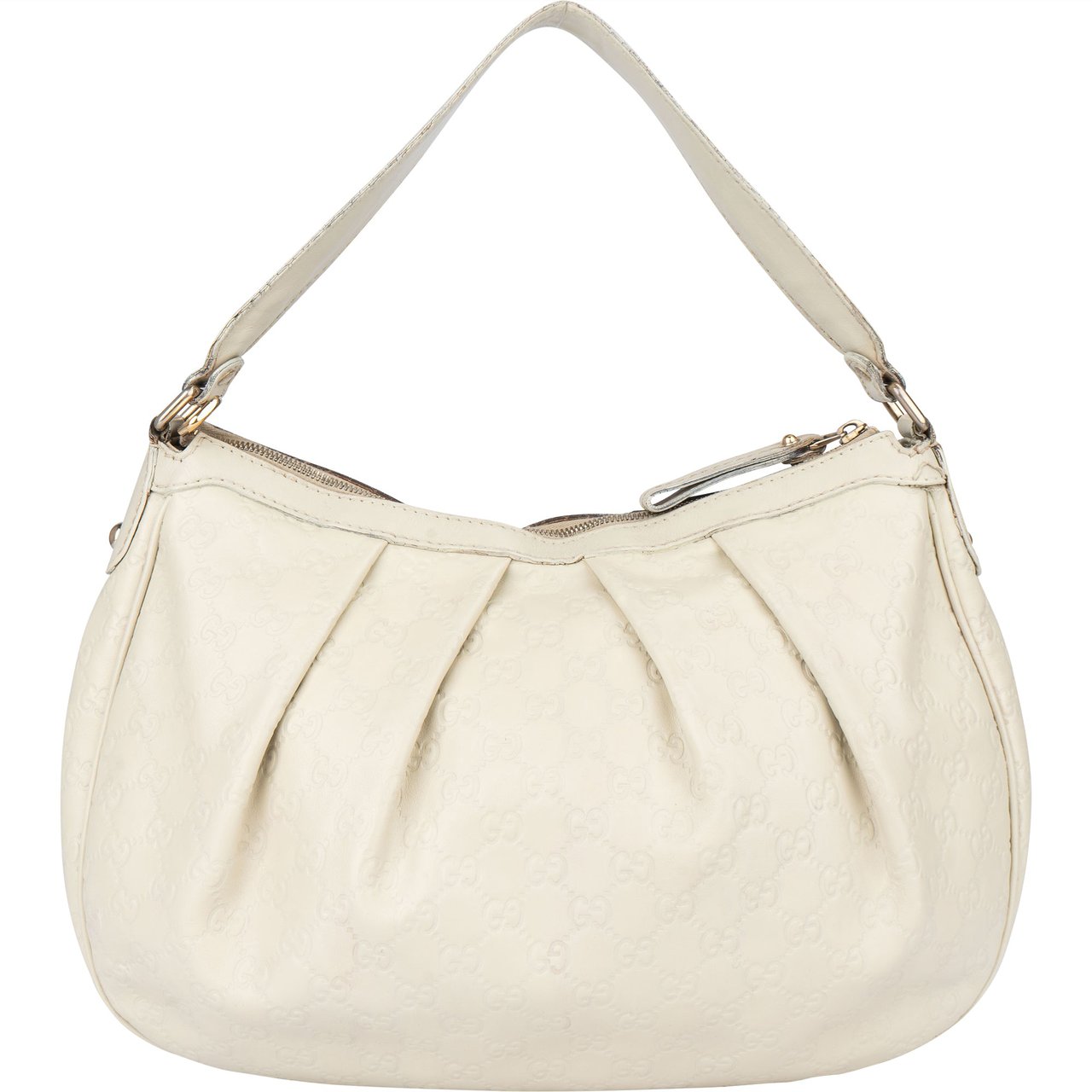 Gucci Leather GG Monogram Sukey Handbag Wit