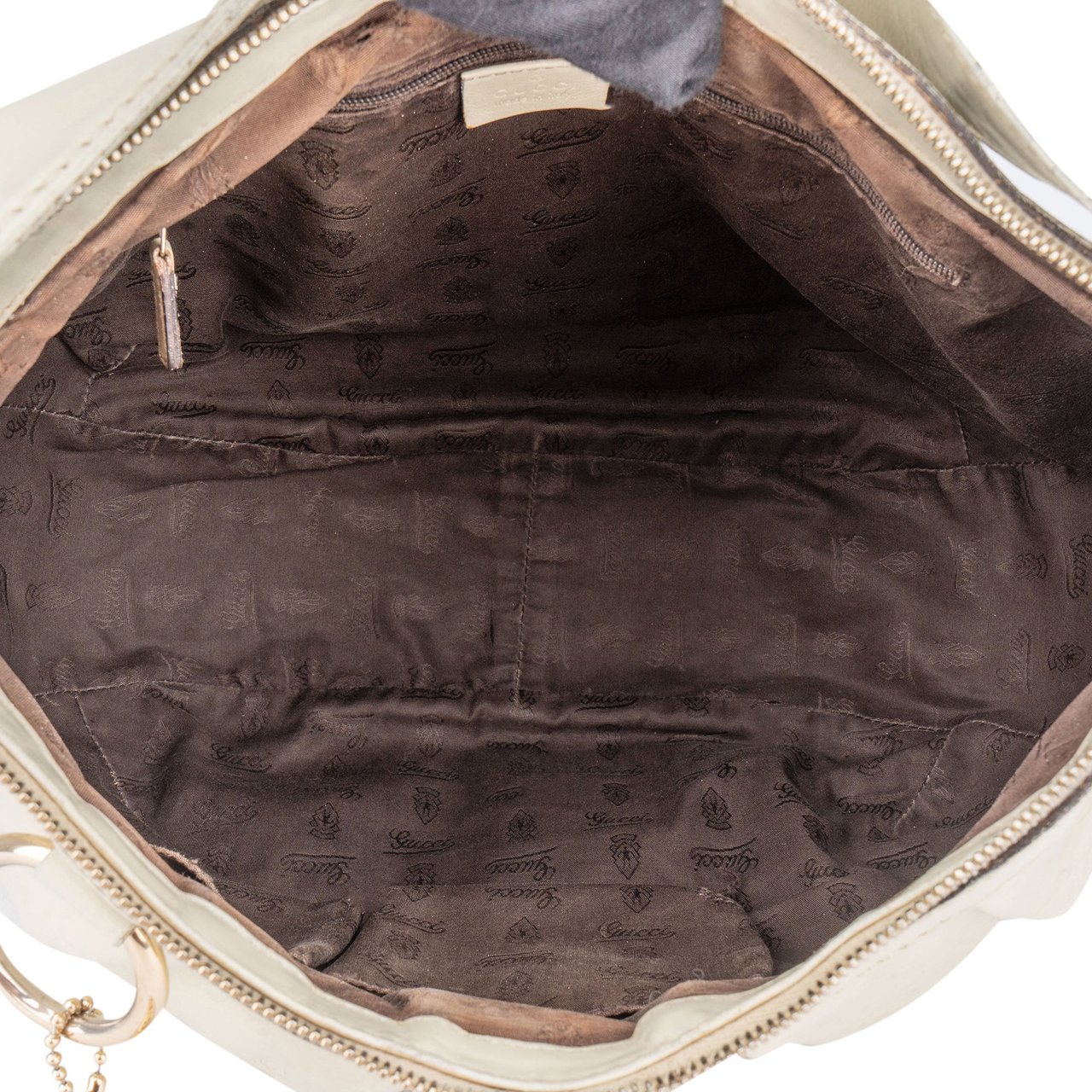 Gucci Leather GG Monogram Sukey Handbag Wit