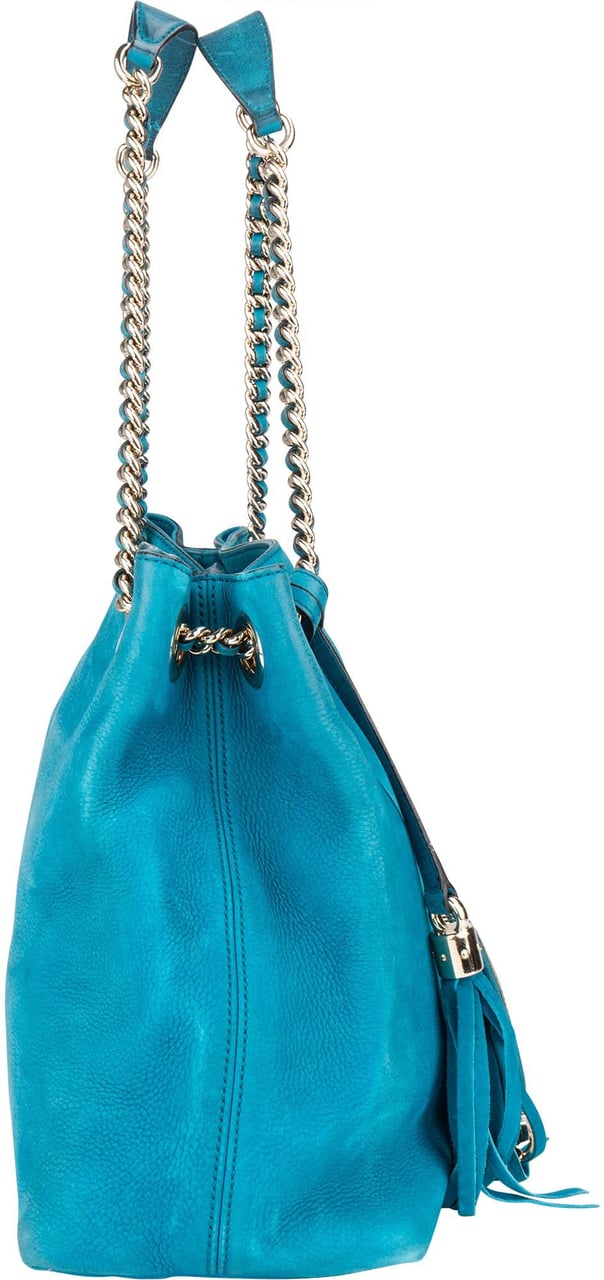 Gucci Gucci Blue Suede Soho Crossbody Bag Blauw