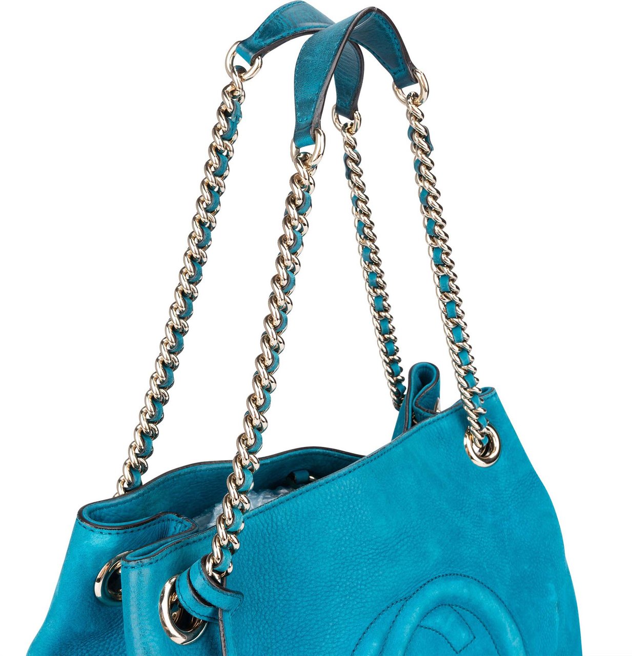 Gucci Gucci Blue Suede Soho Crossbody Bag Blauw