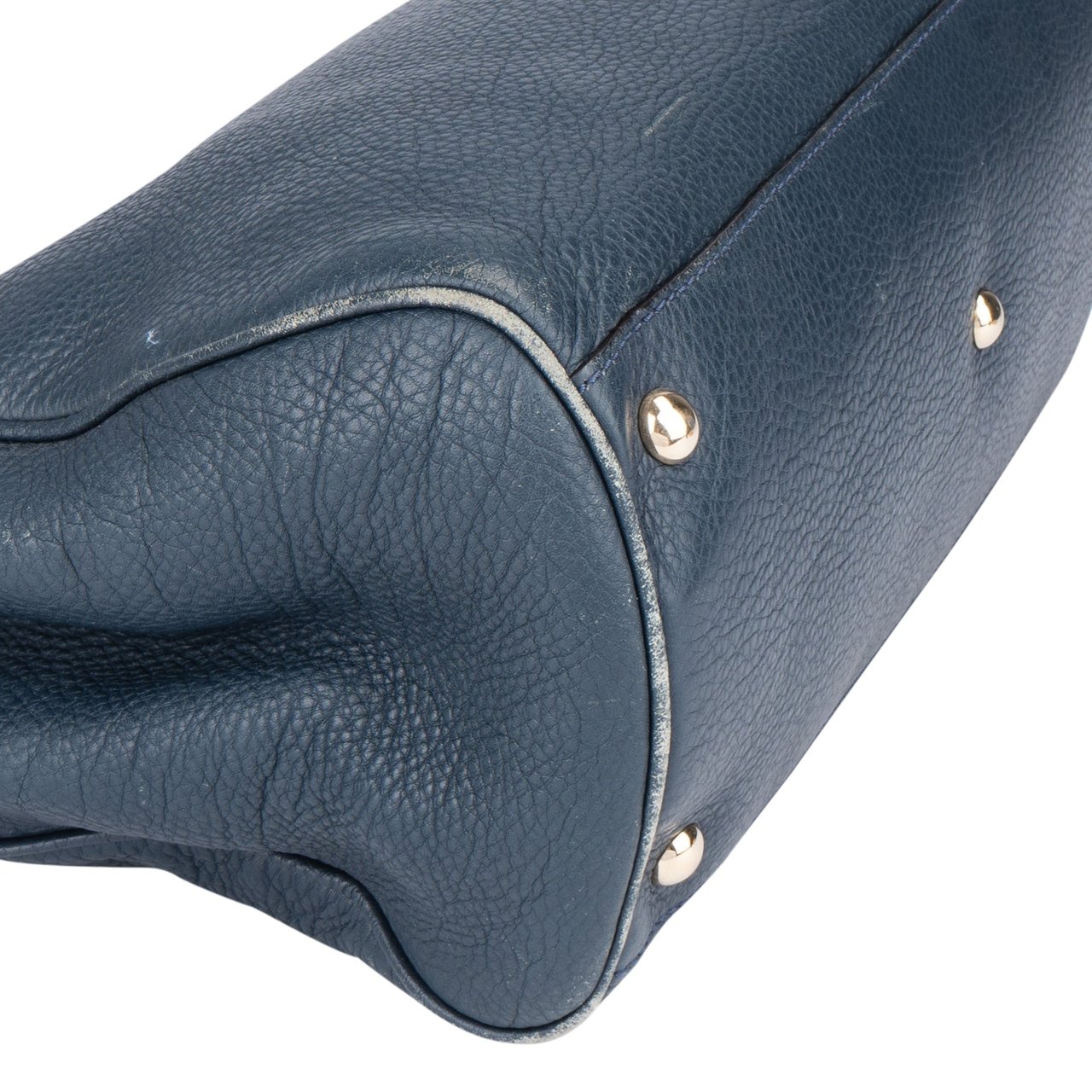 Gucci Gucci Blue Leather Bamboo Handbag Blauw
