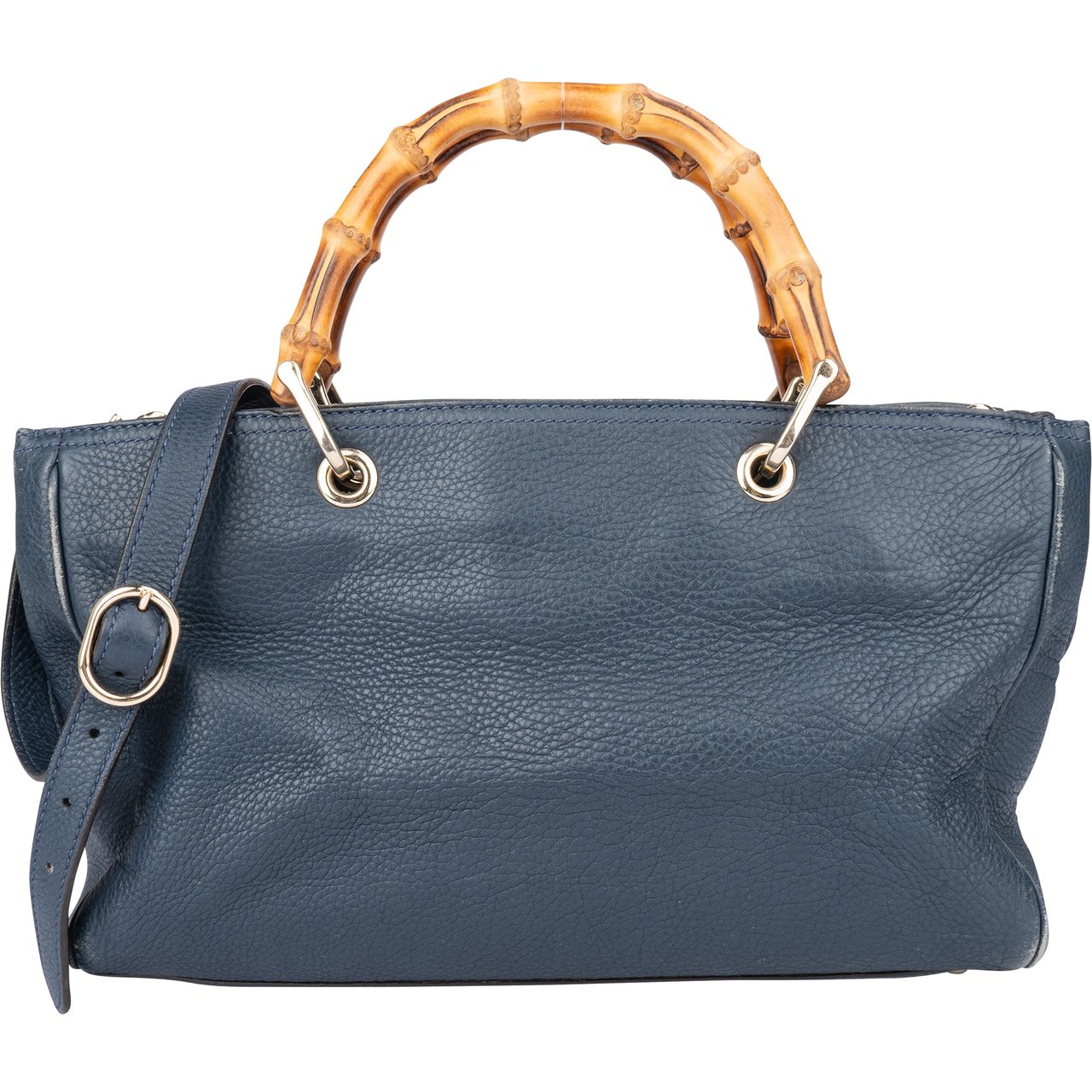 Gucci Gucci Blue Leather Bamboo Handbag Blauw