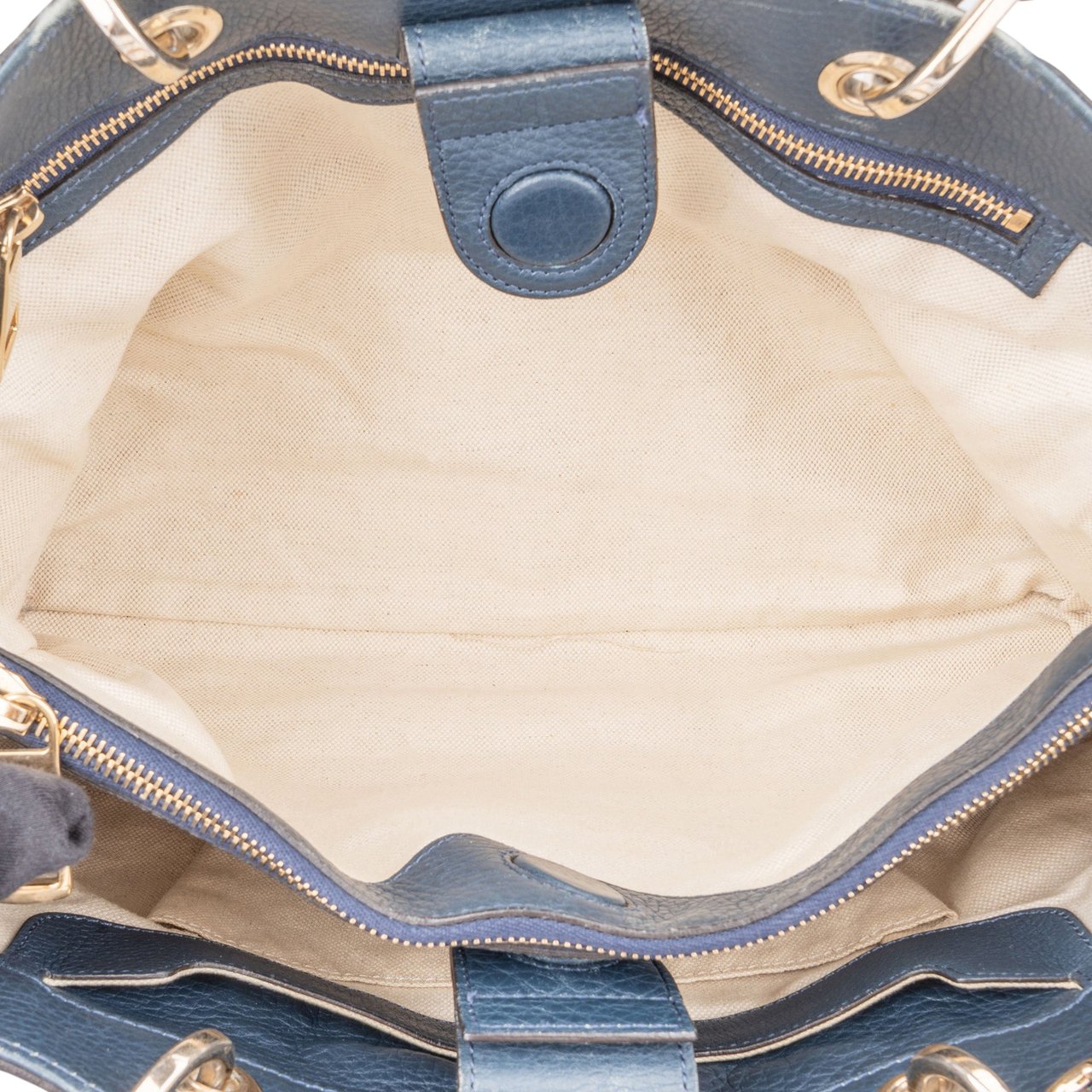 Gucci Gucci Blue Leather Bamboo Handbag Blauw