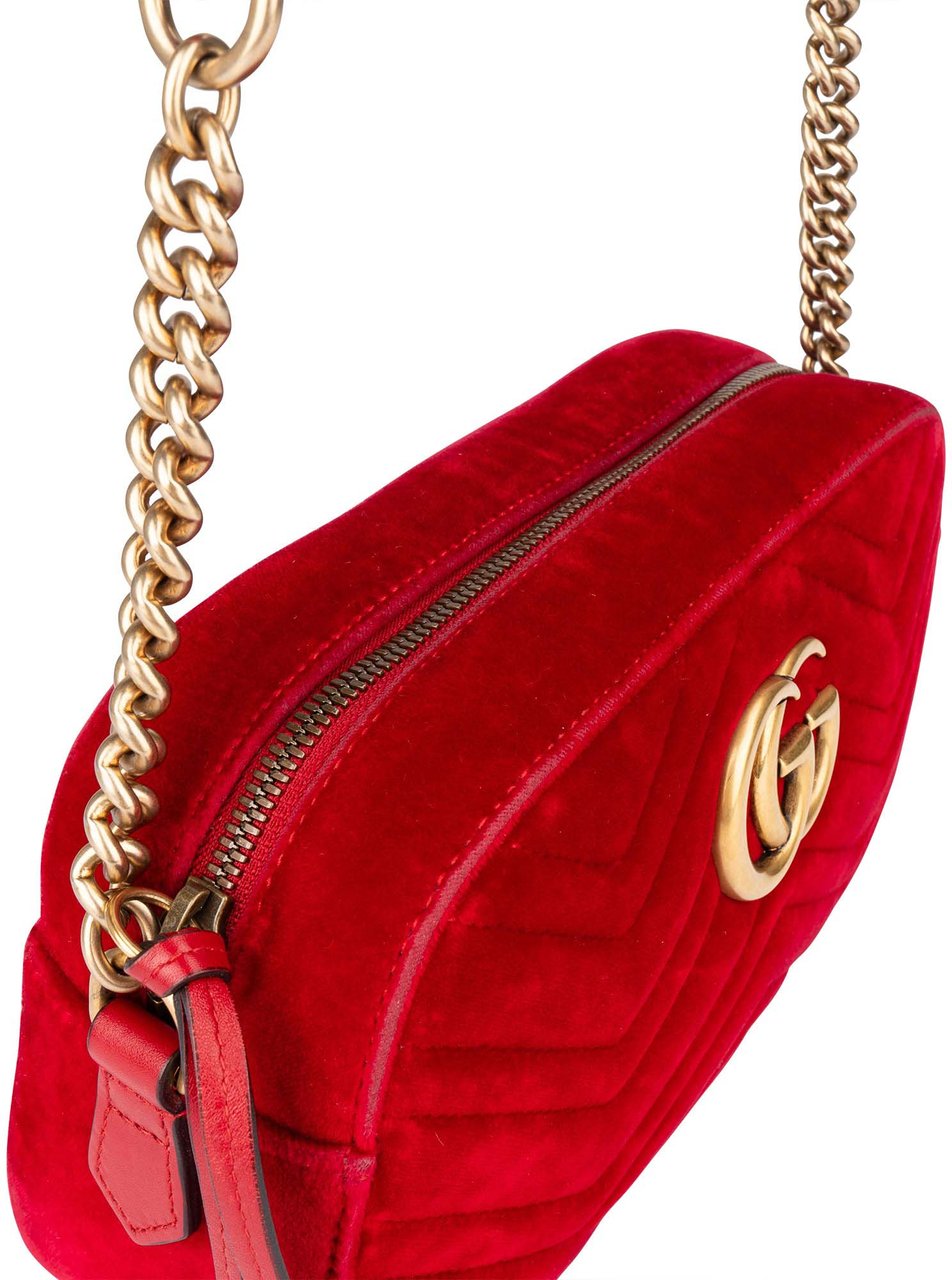 Gucci Gucci Red Satin GG Marmont Crossbody Bag Divers