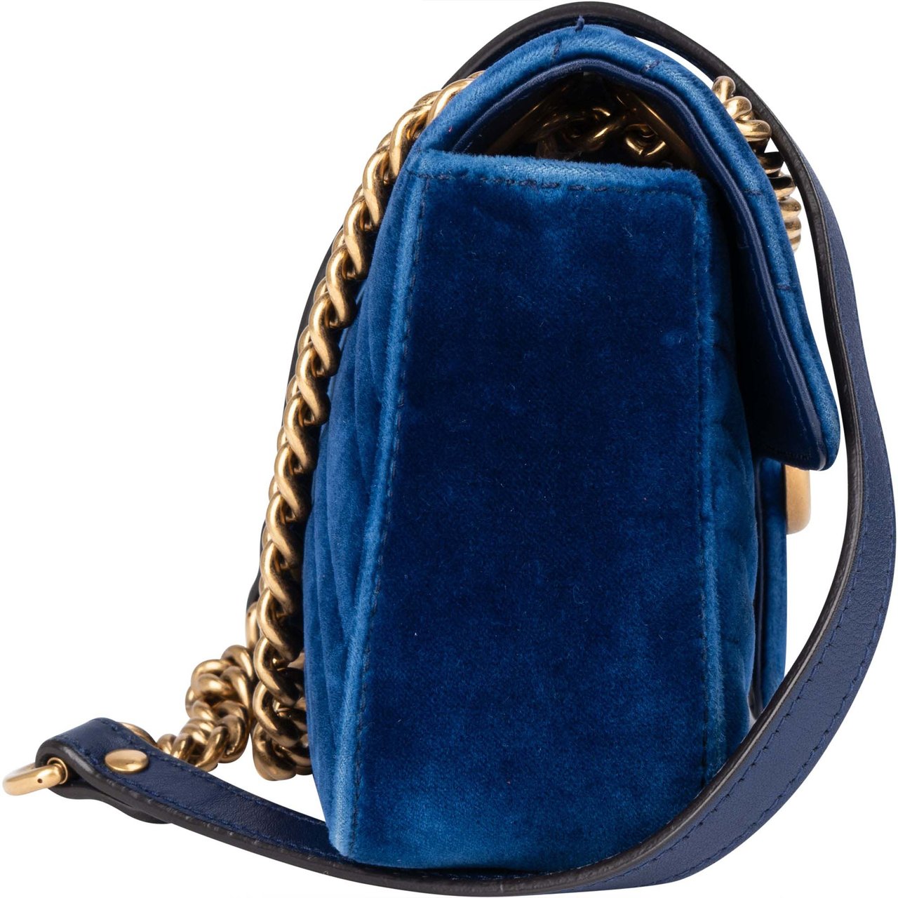 Gucci Gucci Blue Satin GG Marmont Crossbody Bag Blauw