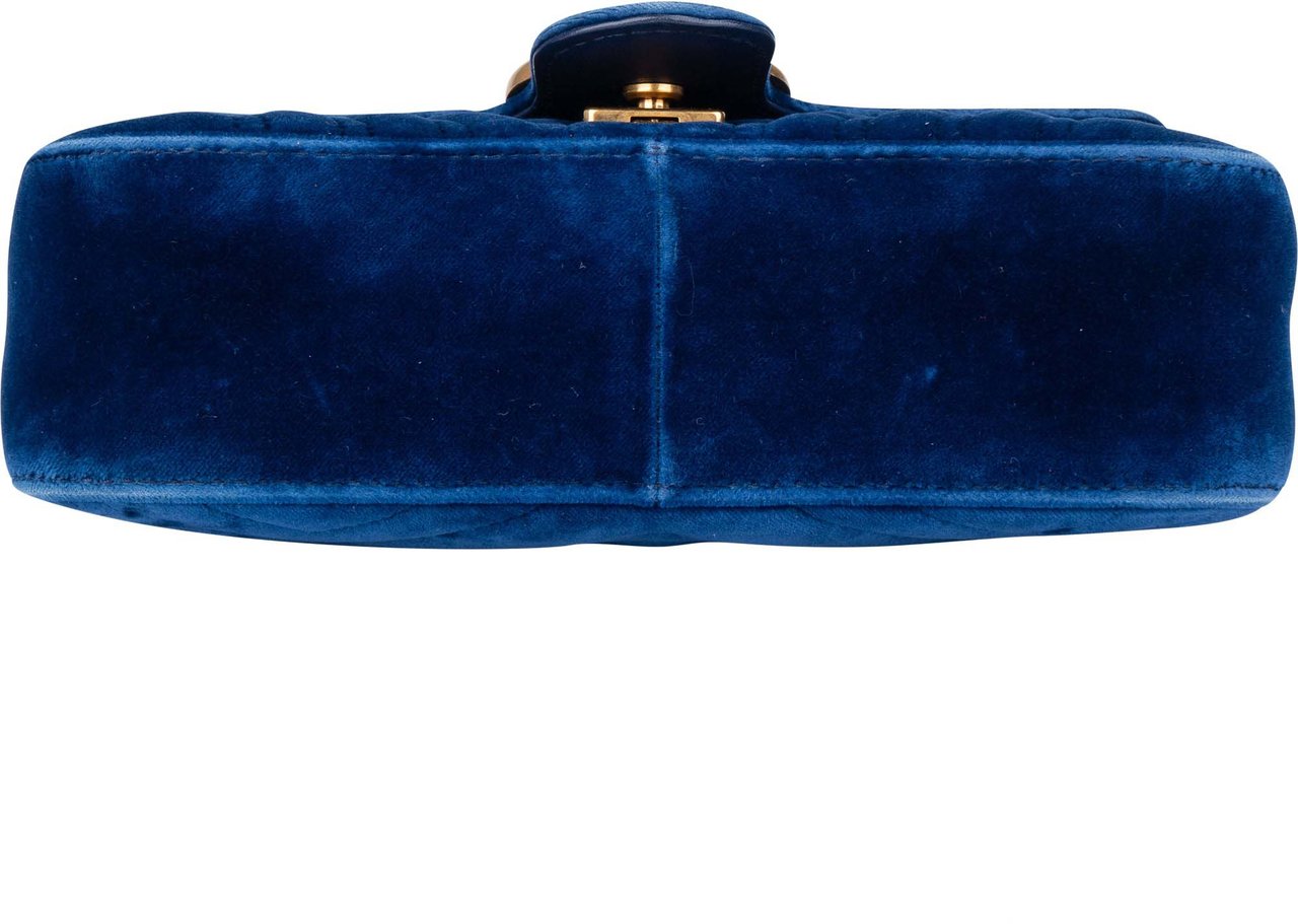 Gucci Gucci Blue Satin GG Marmont Crossbody Bag Blauw