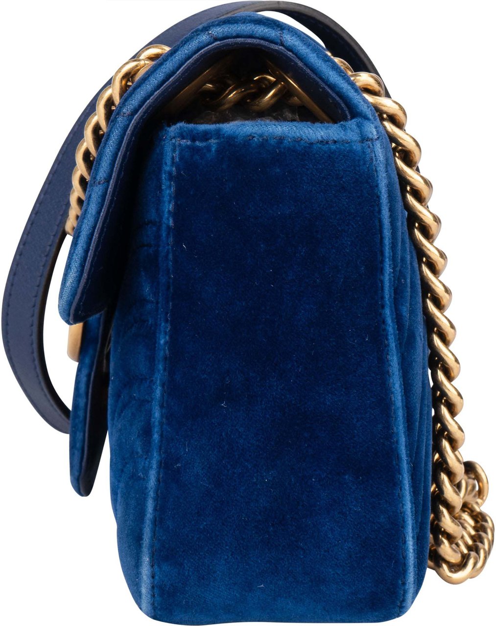 Gucci Gucci Blue Satin GG Marmont Crossbody Bag Blauw