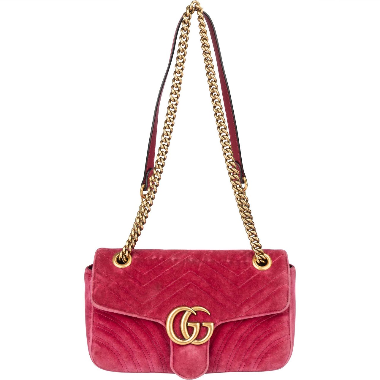 Gucci Gucci Pink Velvet GG Marmont Crossbody Bag Roze