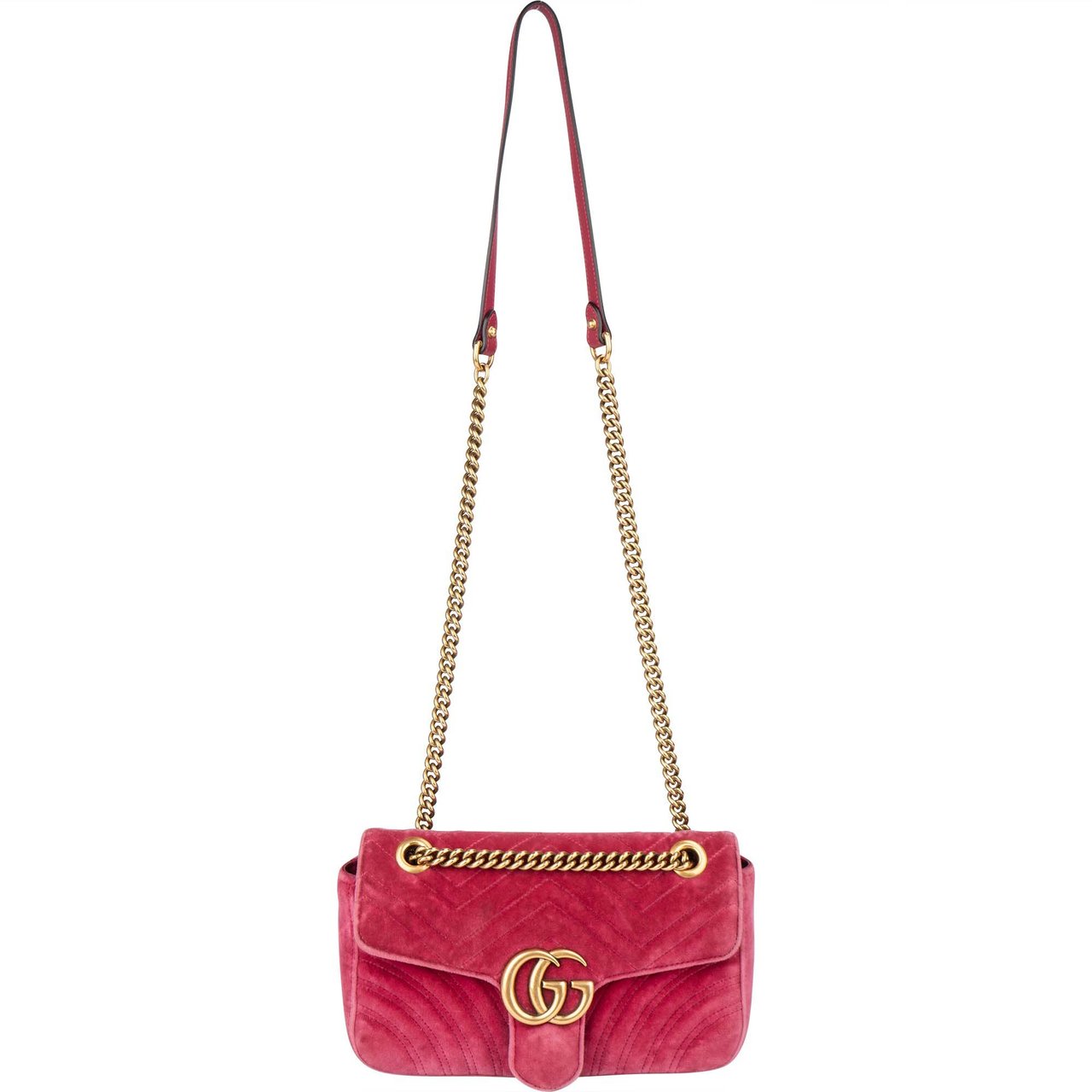 Gucci Gucci Pink Velvet GG Marmont Crossbody Bag Roze