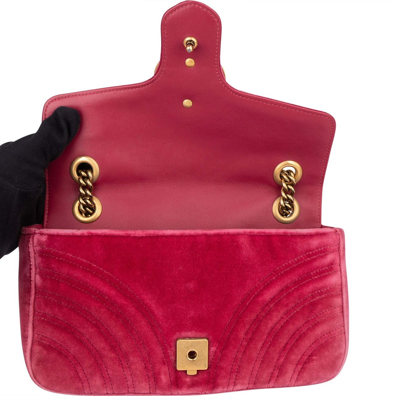 Gucci Gucci Pink Velvet GG Marmont Crossbody Bag Roze