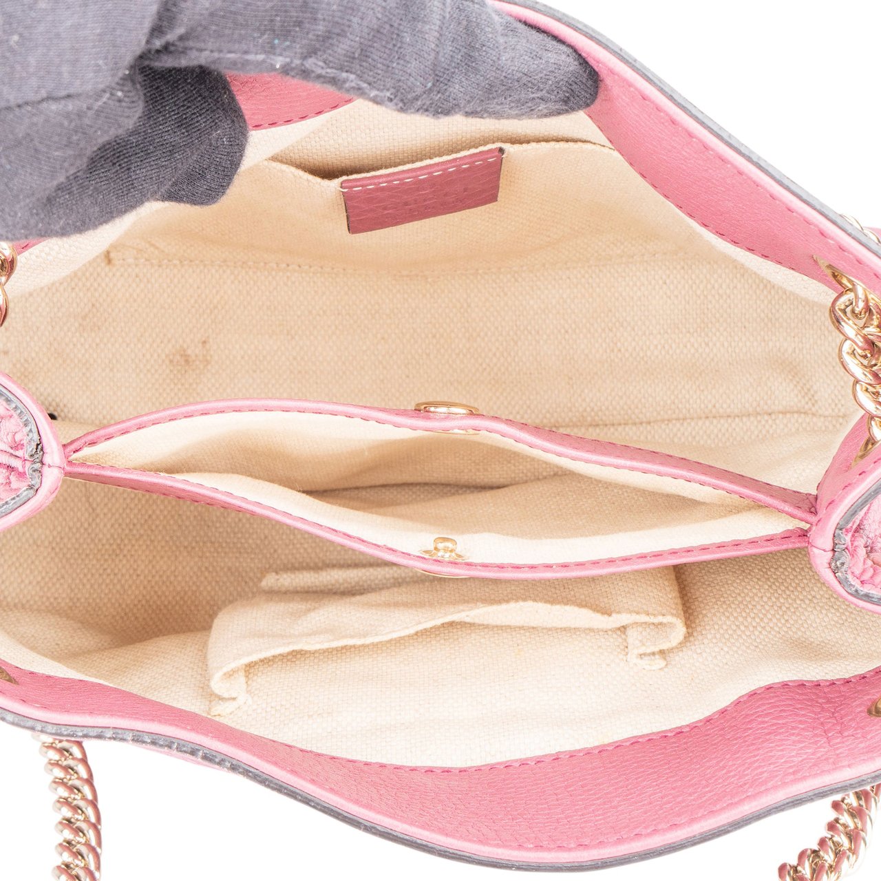 Gucci Leather GG Soho Crossbody Bag Roze