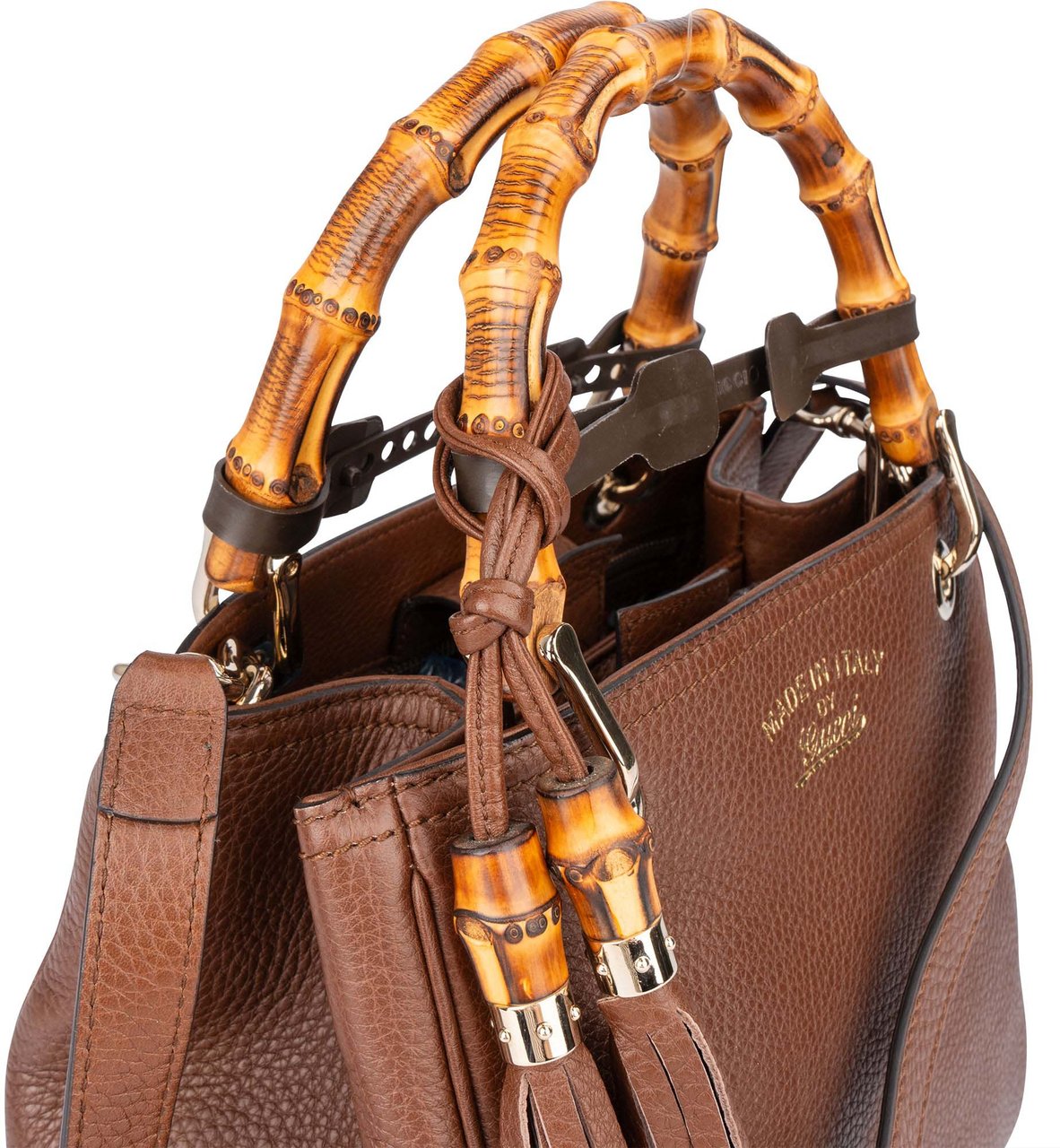 Gucci Gucci Brown Leather Bamboo Handbag Divers