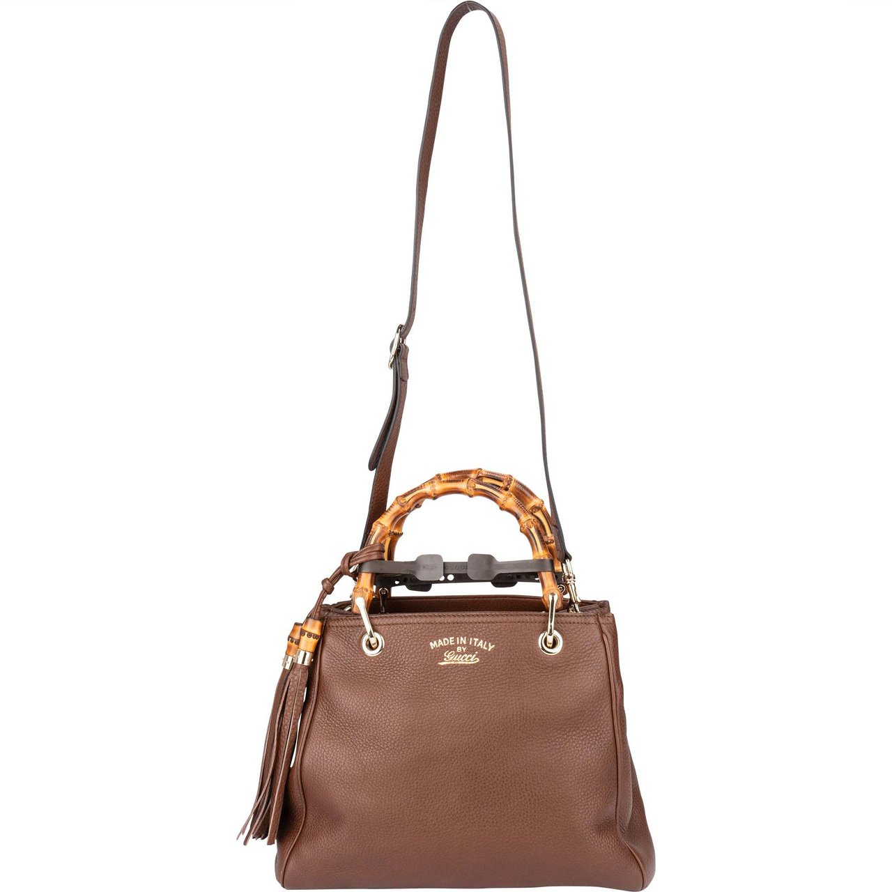 Gucci Gucci Brown Leather Bamboo Handbag Divers